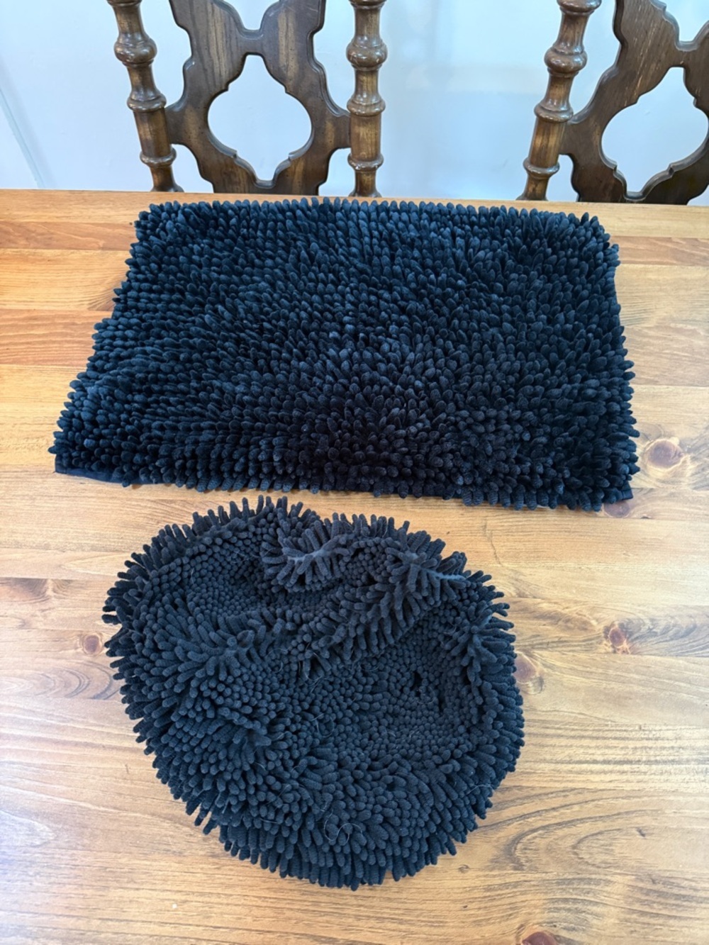 Black Chenille Bath Rug and Contour Mat - Home Accents
